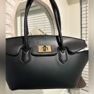 Anne Klein Black Satchel with Gold Accent NWT